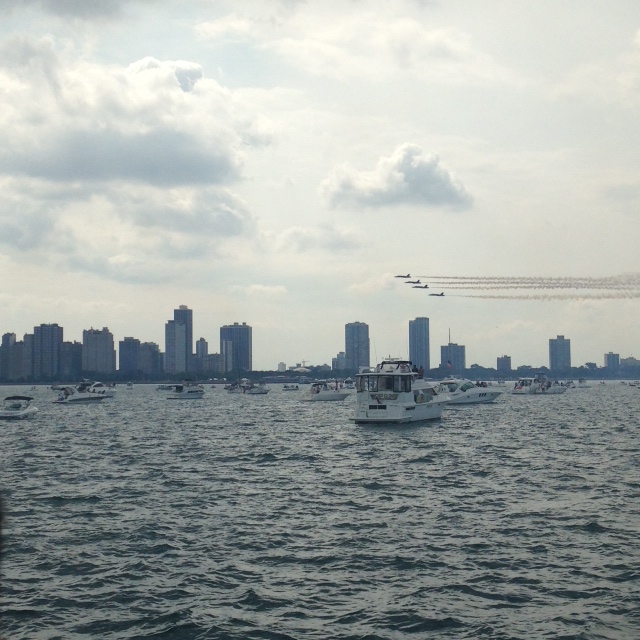Chicago Air and Water Show Blue Angels in Sky